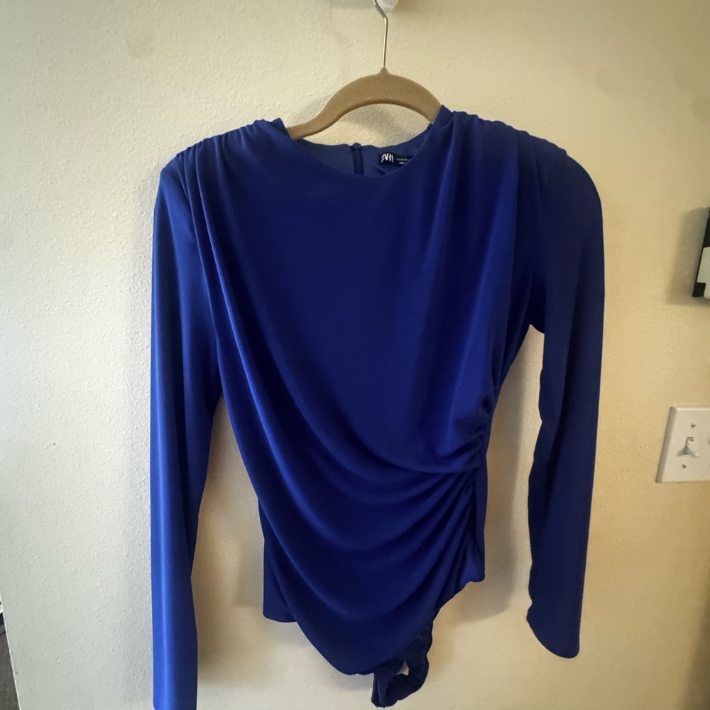 ZARA Blue Long Sleeve Bodysuit